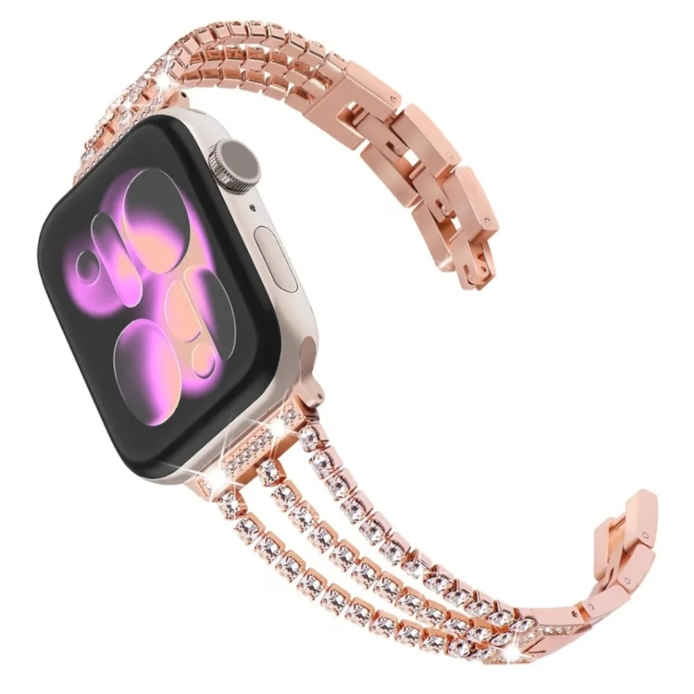 New Rose Gold And Crystals Apple Watch Band